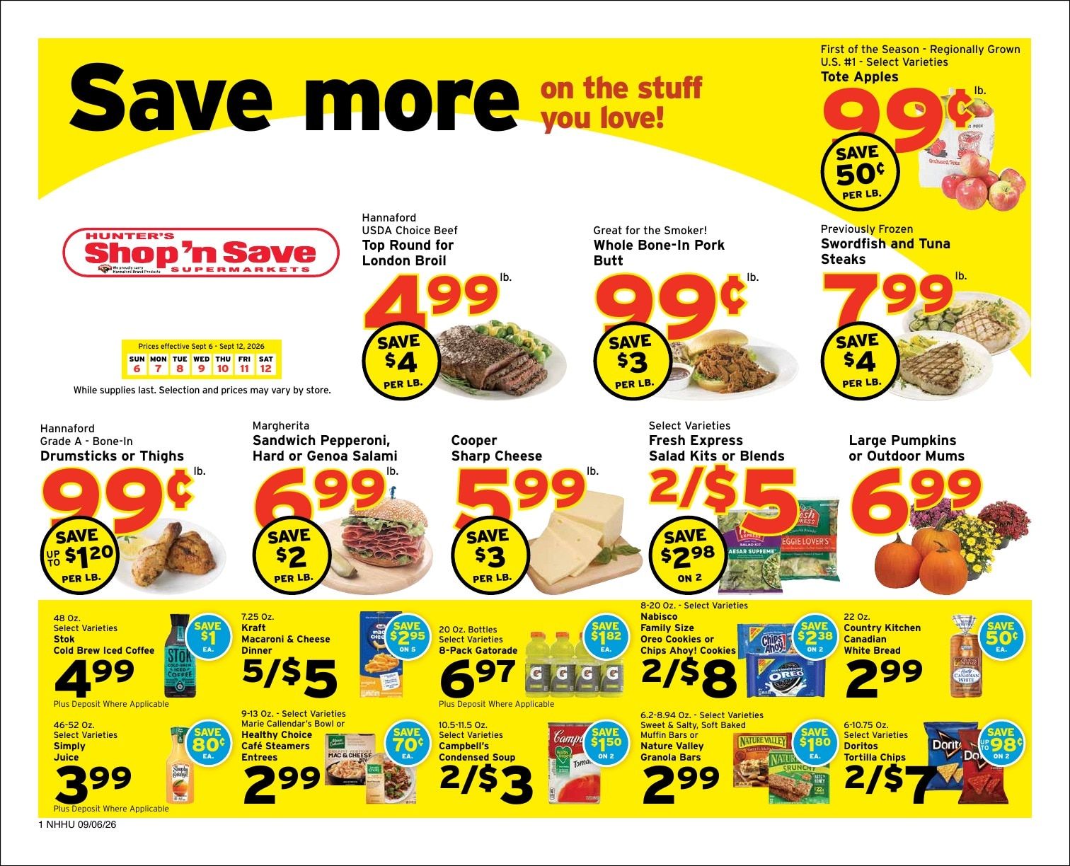 Hunter's Shop 'n Save Weekly Ad September 6 - 12, 2026