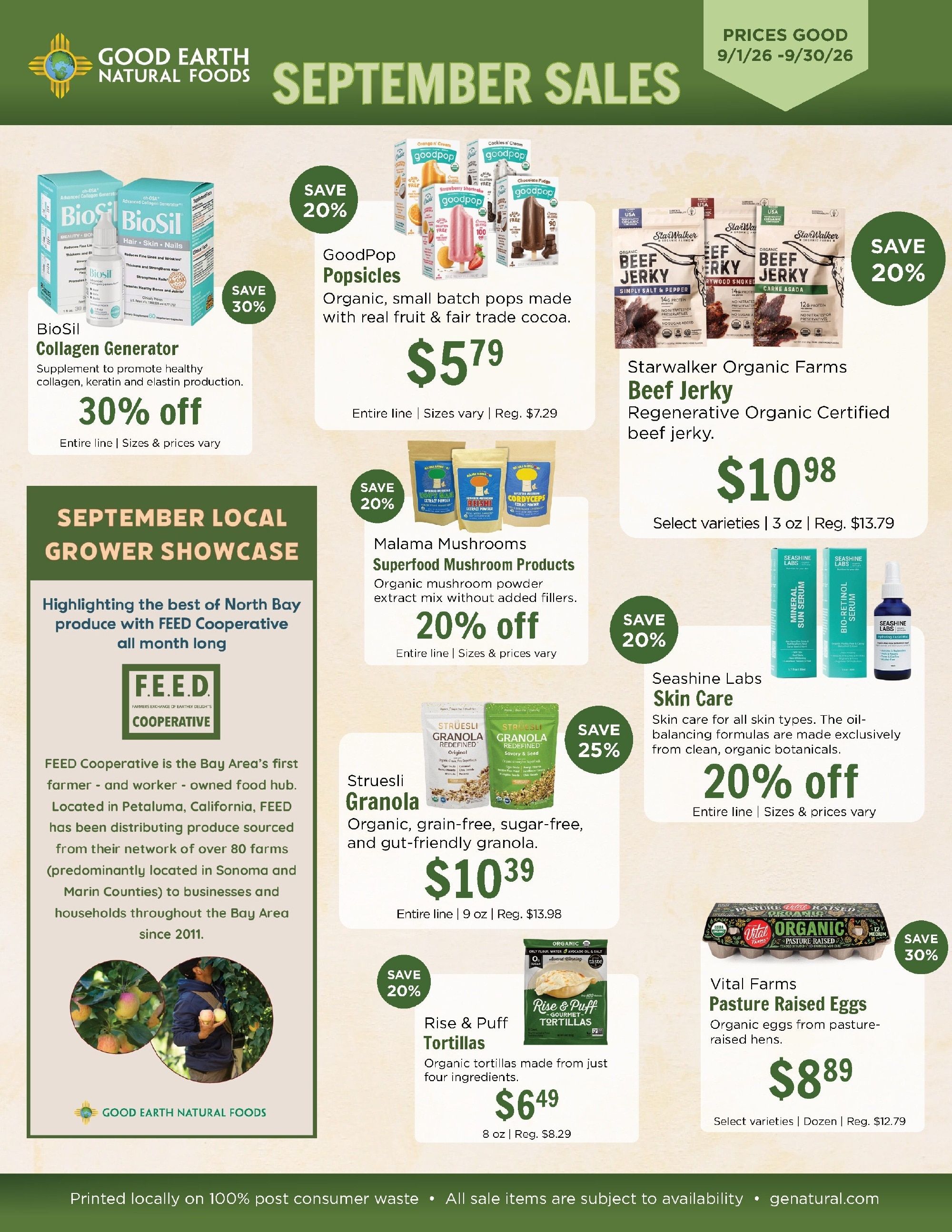 Good Earth Natural Foods Monthly Specials Weekly Ad September 1 - 30, 2026