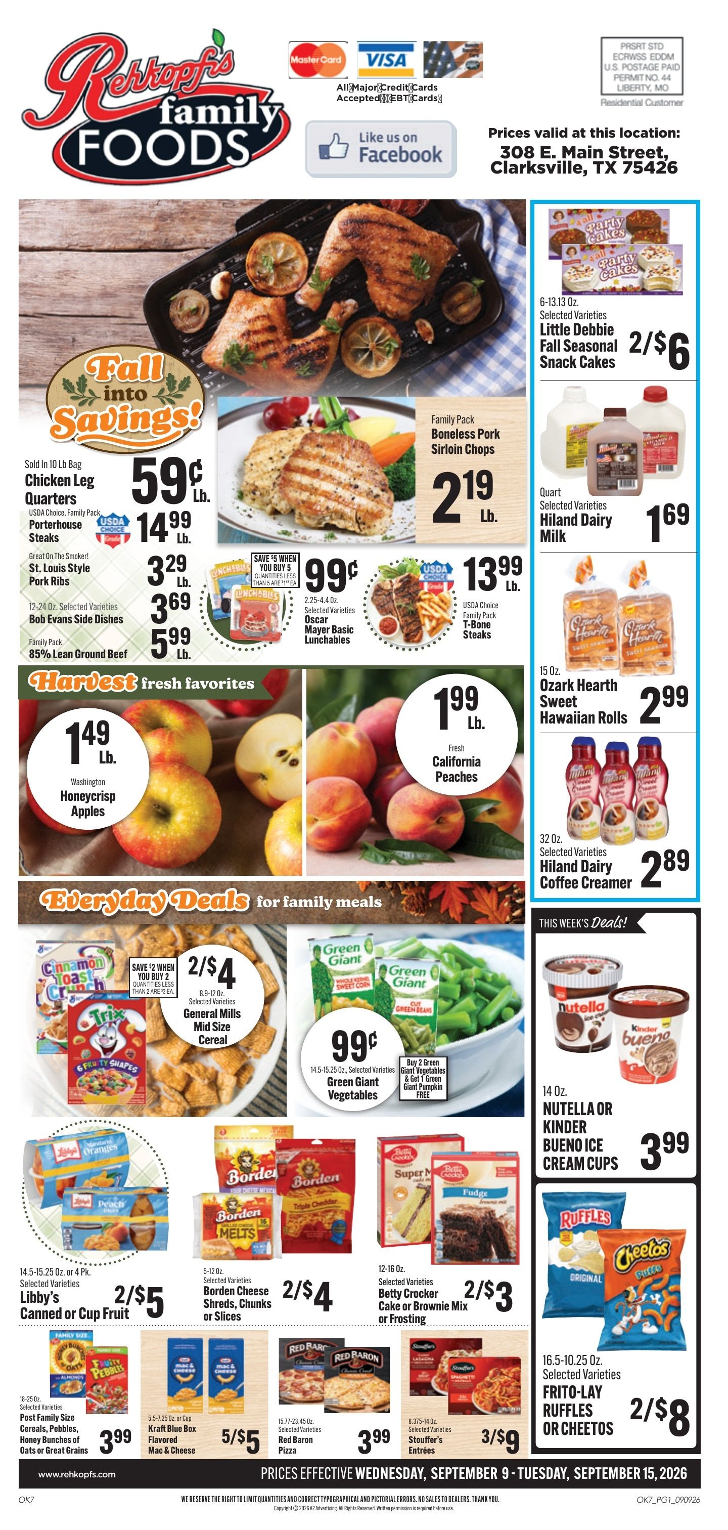 Rehkopf's Family Foods Weekly Ad September 9 - 15, 2026