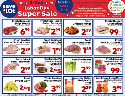Save a Lot Food Stores (1365 Nash Rd, North Tonawanda, NY) Special Promotion Weekly Ad September 5 - 6, 2026