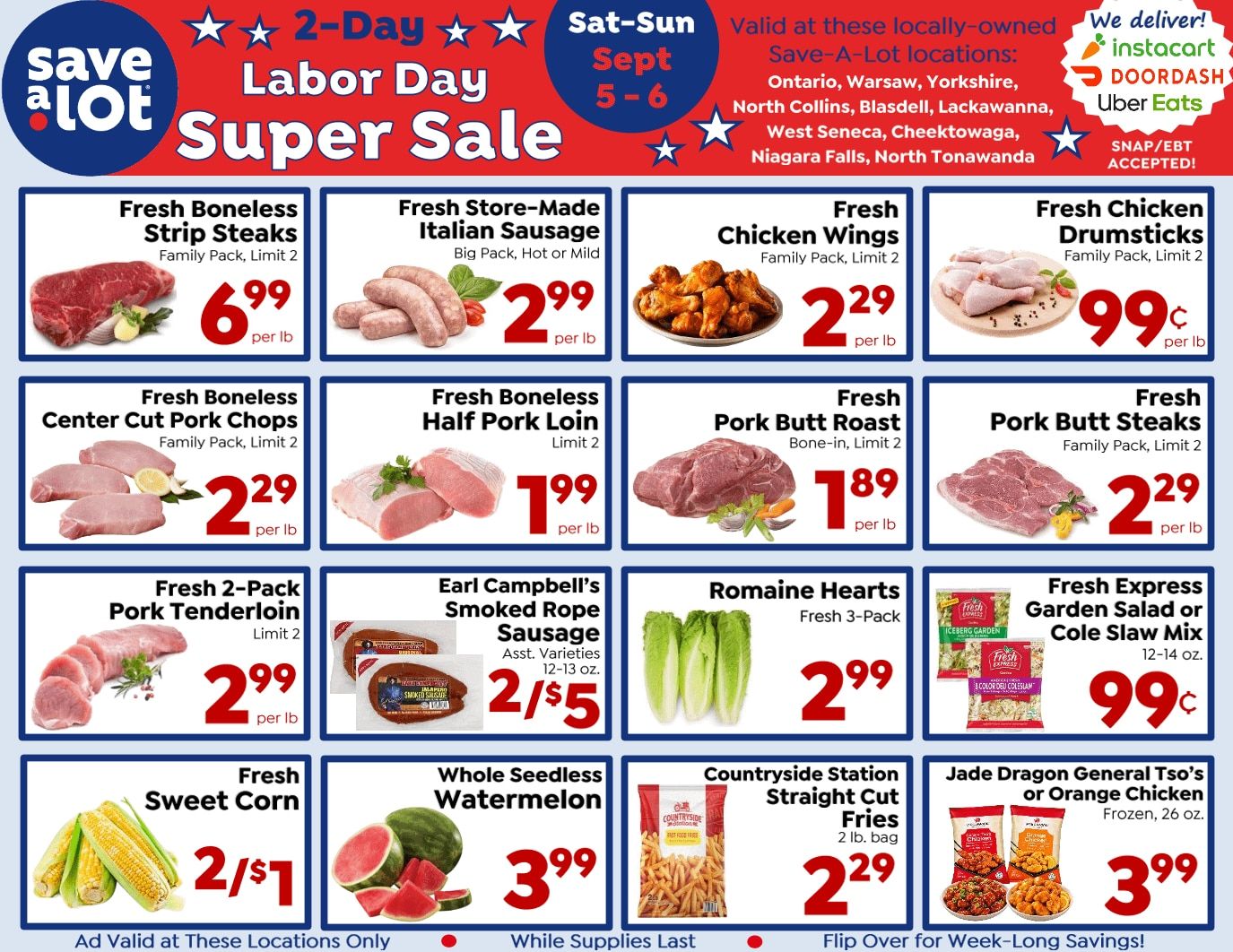 Save a Lot Food Stores (1365 Nash Rd, North Tonawanda, NY) Special Promotion Weekly Ad September 5 - 6, 2026