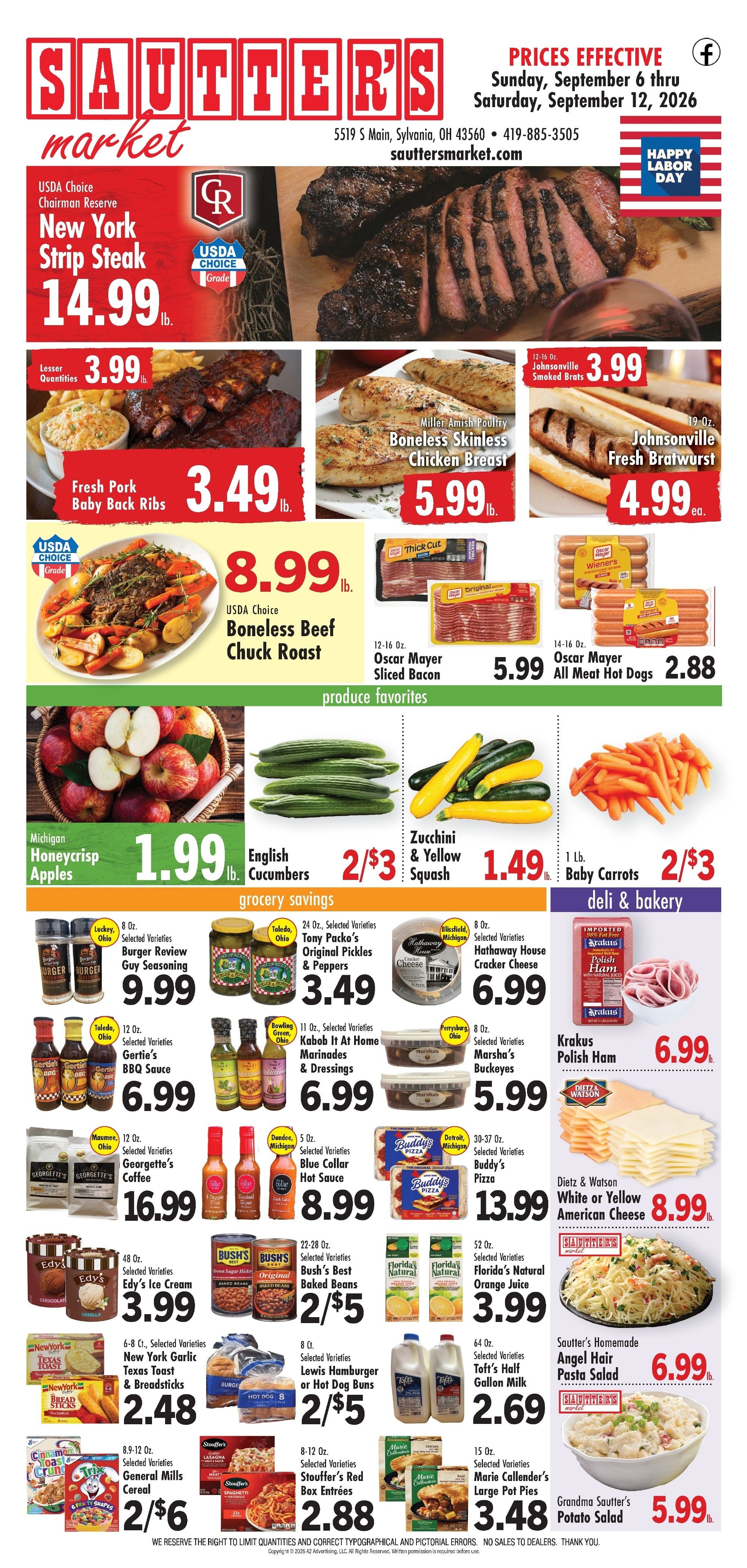 Sautter's Market Weekly Ad September 6 - 12, 2026