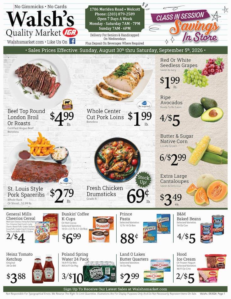 Walsh's Quality Market IGA Weekly Ad September 6 - 12, 2026