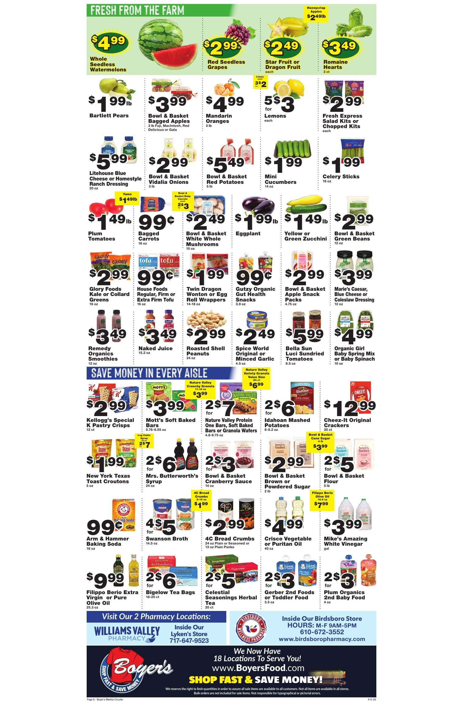 Boyer's Food Markets (Ashland and other locations, PA) Weekly Ad September 6 - 12, 2026
