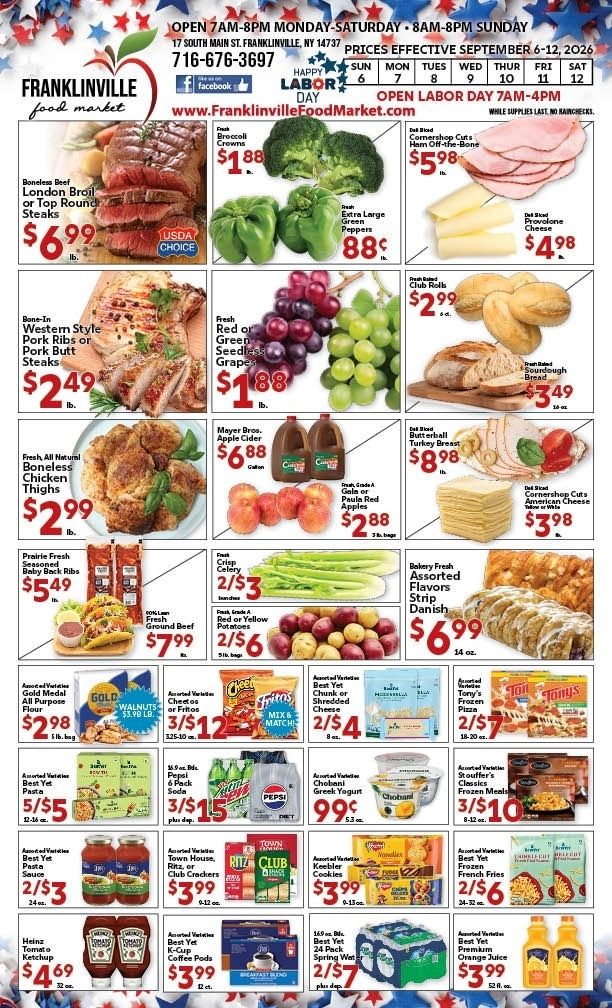 Franklinville Food Market Weekly Ad September 6 - 12, 2026