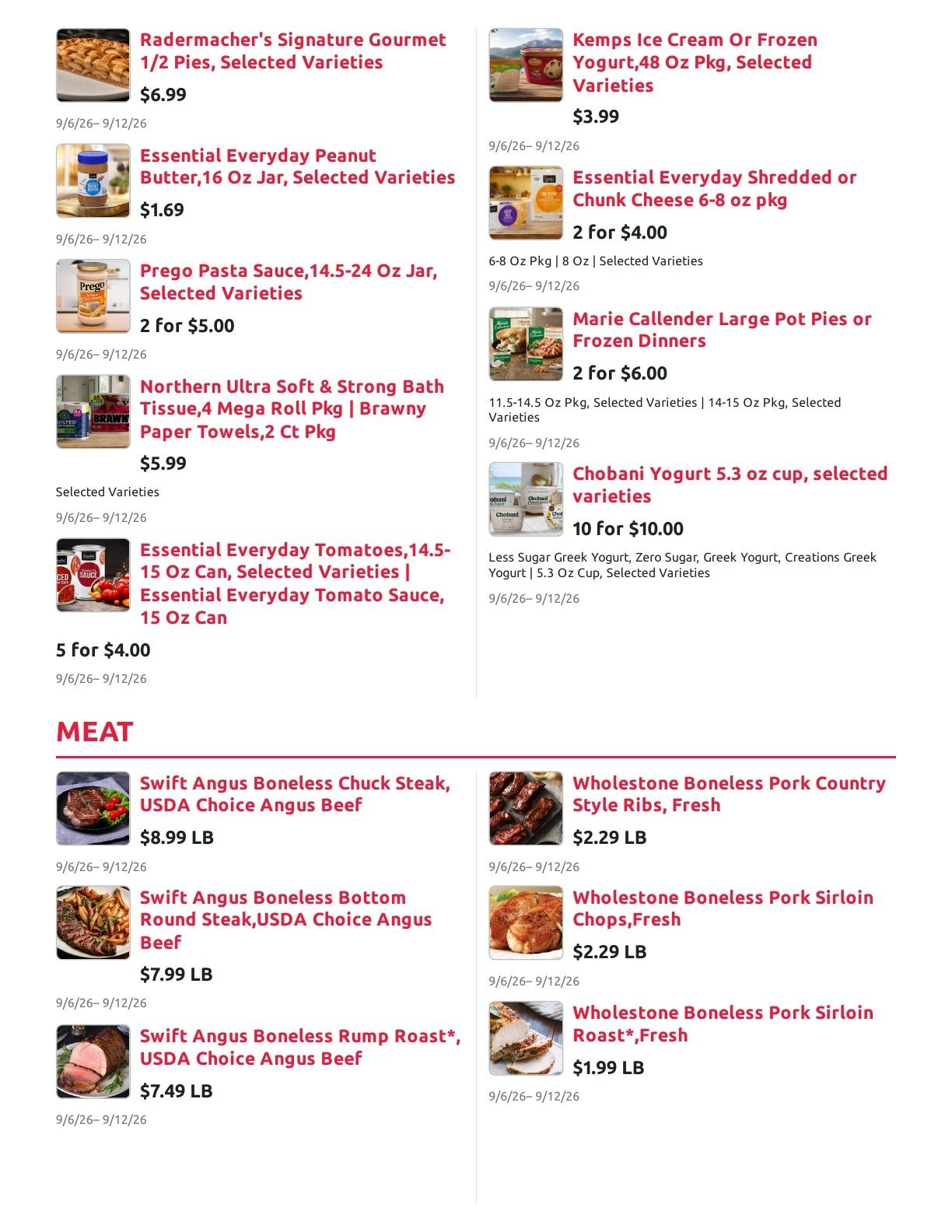Radermacher's Fresh Market Weekly Ad September 6 - 12, 2026