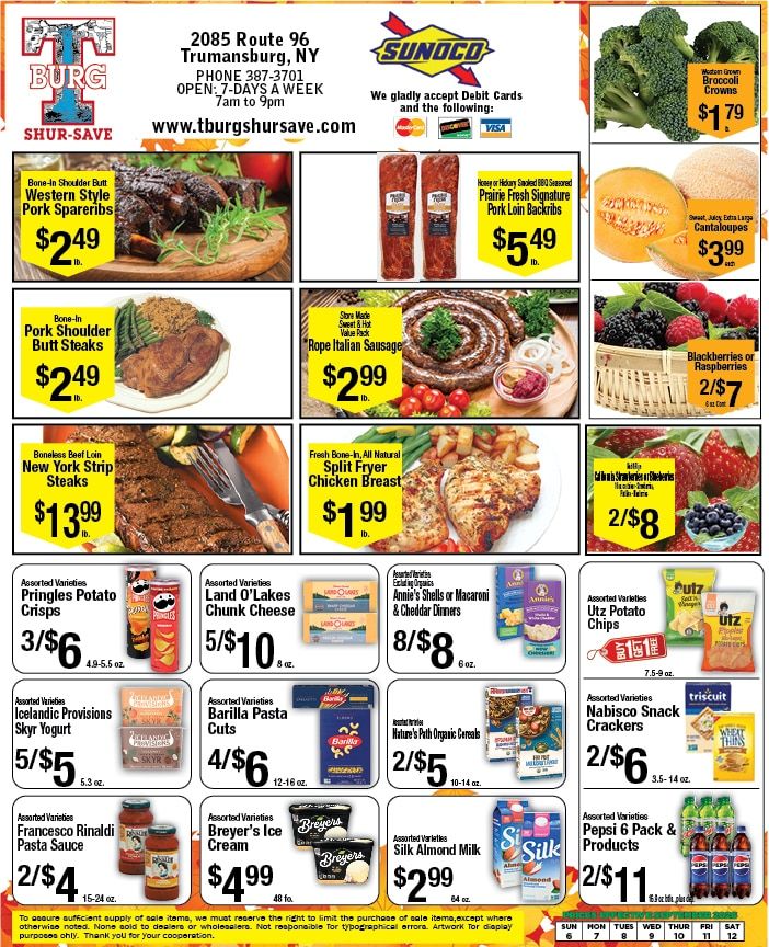 T-Burg Shur Save Weekly Ad September 6 - 12, 2026