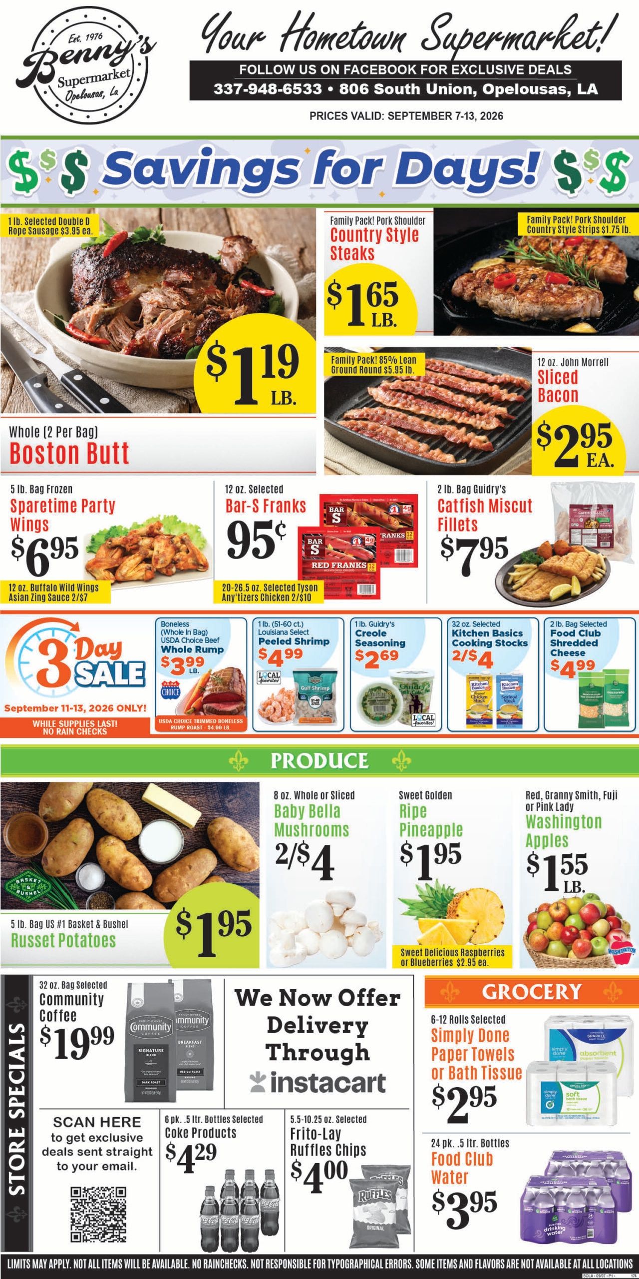 Benny's Supermarket Weekly Ad September 7 - 13, 2026