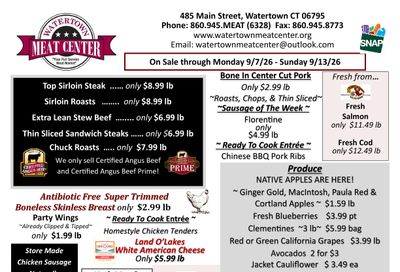 Watertown Meat Center Weekly Ad September 7 - 13, 2026