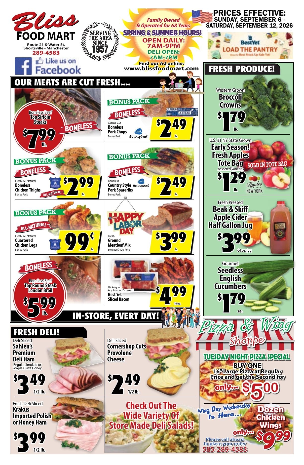 Bliss Shur Fine Food Mart Weekly Ad September 6 - 12, 2026