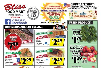 Bliss Shur Fine Food Mart Weekly Ad September 6 - 12, 2026