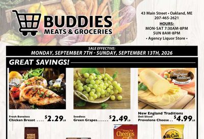 Buddies Meats & Groceries Weekly Ad September 7 - 13, 2026