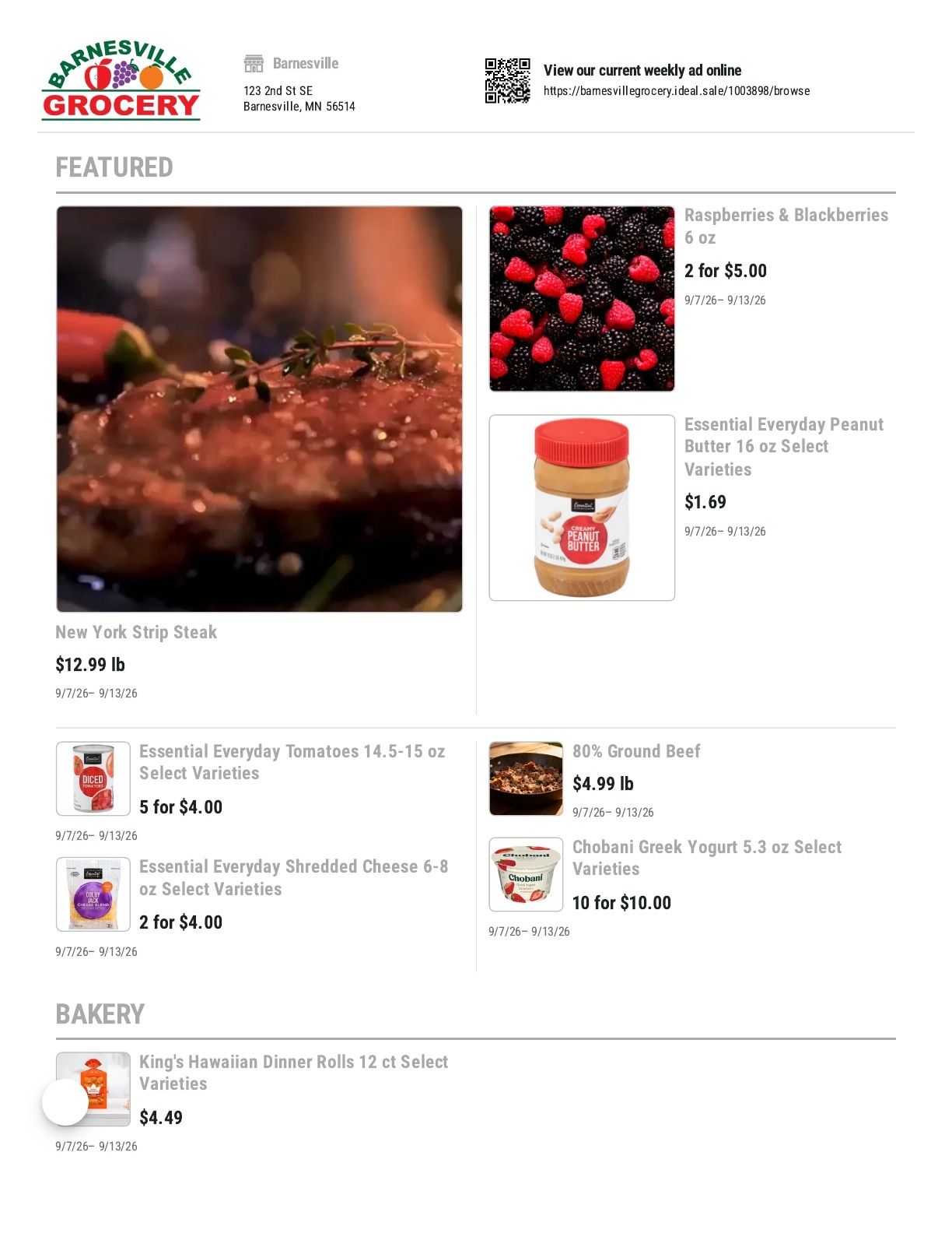 Barnesville Grocery Weekly Ad September 7 - 13, 2026