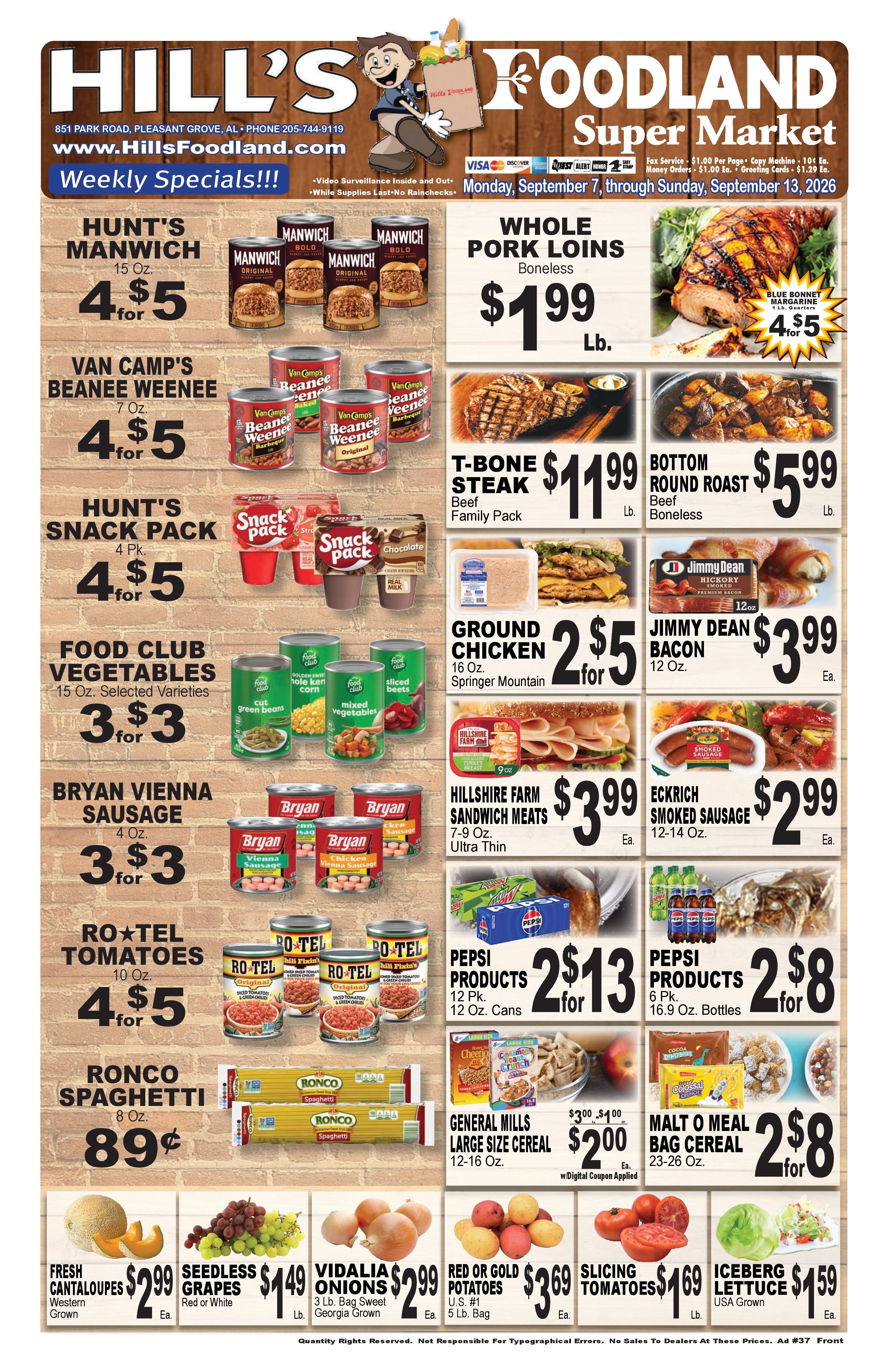 Hill's Foodland (851 Park Road, Pleasant Grove, AL) Weekly Ad September 7 - 13, 2026