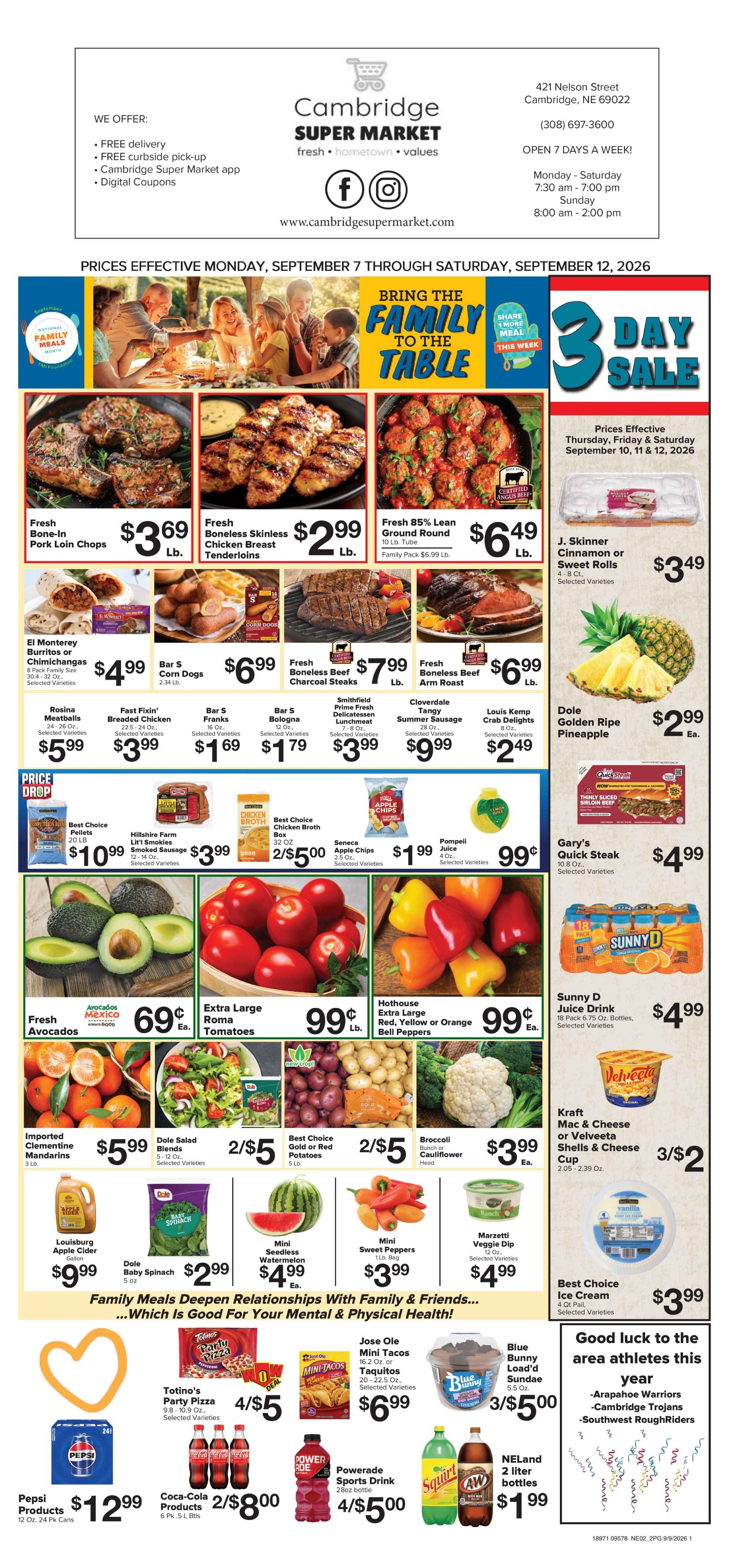 Cambridge Super Market Great Deals This Week! Weekly Ad September 7 - 12, 2026