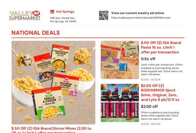 Valley Supermarket IGA Weekly Ad September 7 - 20, 2026