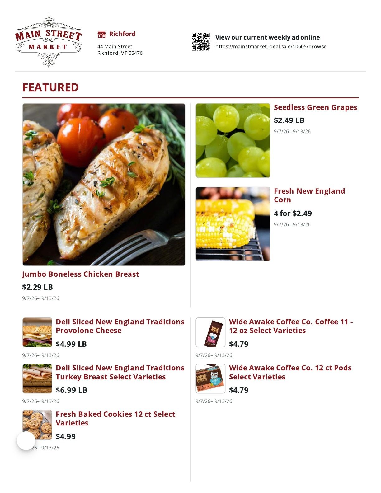 Main Street Market Weekly Ad September 7 - 13, 2026