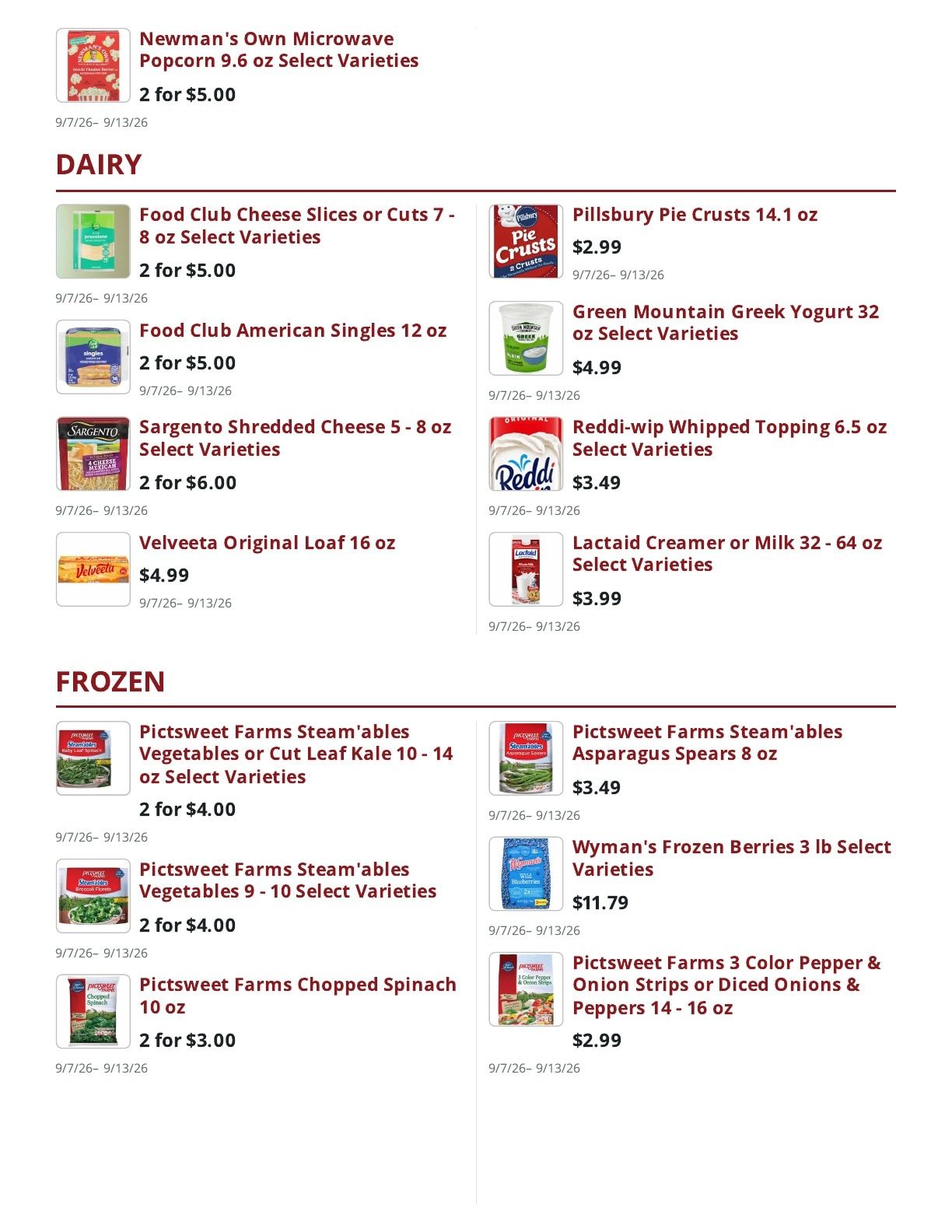 Main Street Market Weekly Ad September 7 - 13, 2026