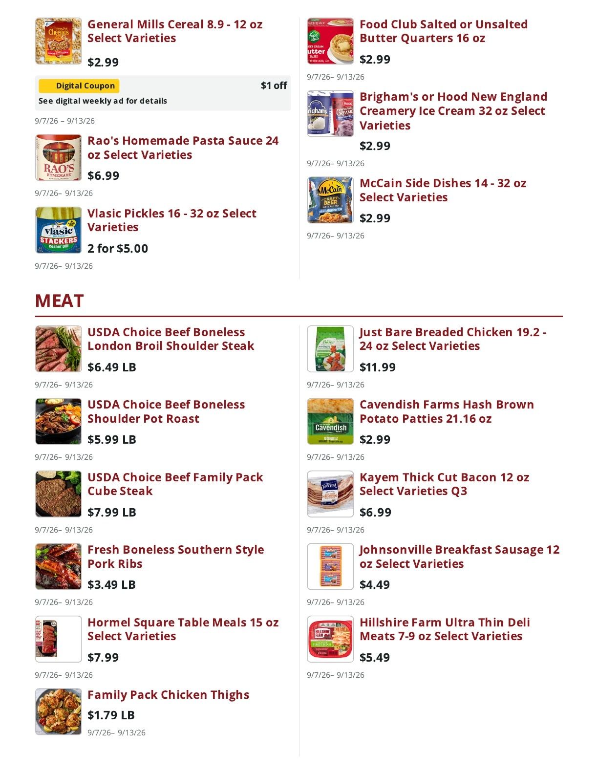 Main Street Market Weekly Ad September 7 - 13, 2026
