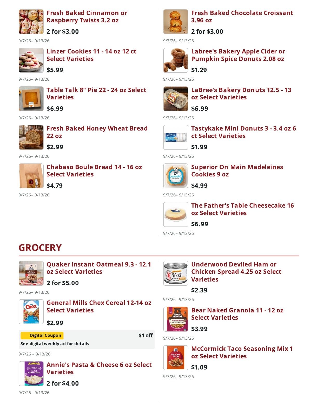 Main Street Market Weekly Ad September 7 - 13, 2026
