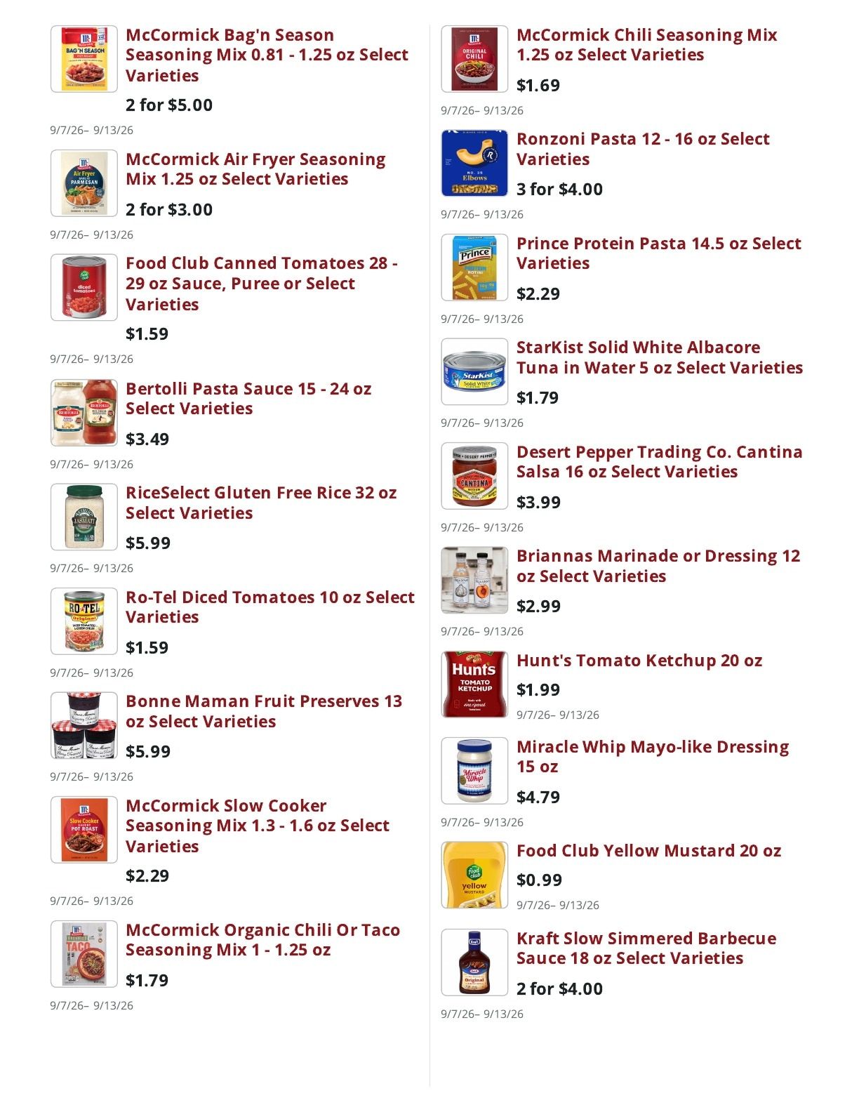 Main Street Market Weekly Ad September 7 - 13, 2026