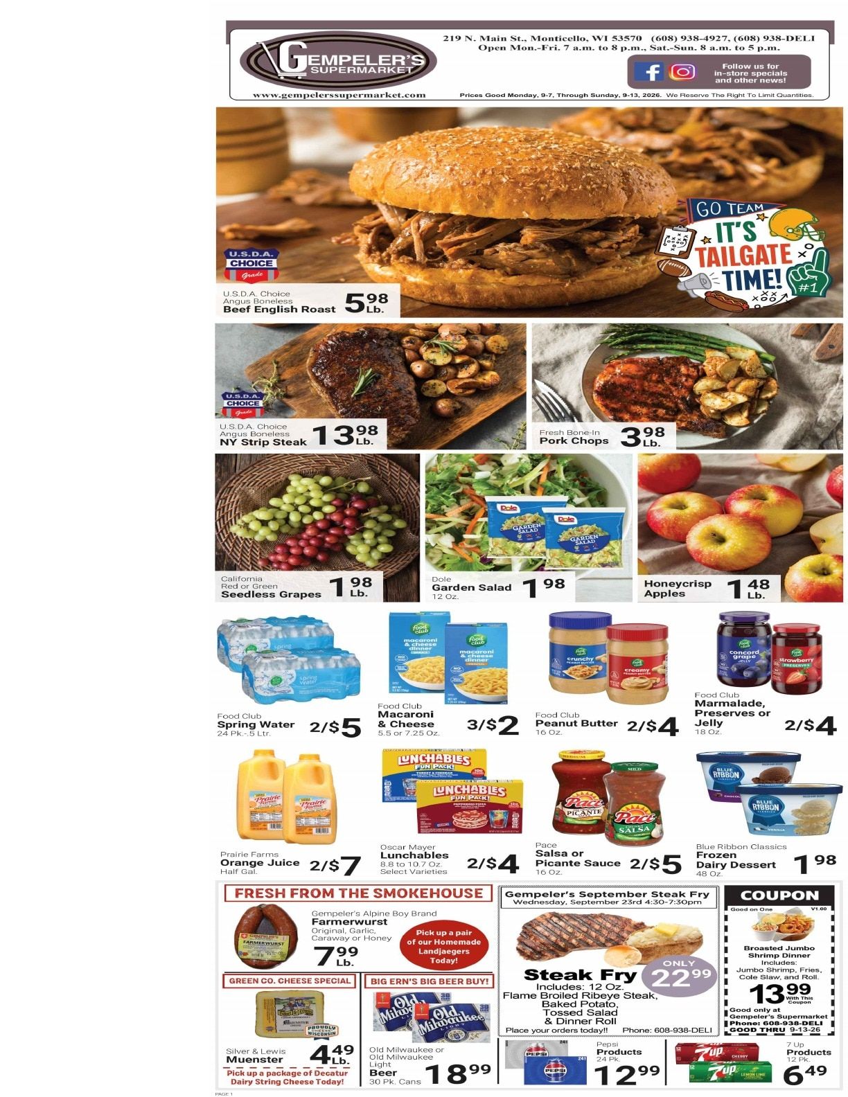 Gempeler's Supermarket Weekly Ad September 7 - 13, 2026