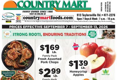 Taylorsville Country Mart Weekly Ad September 7 - 13, 2026