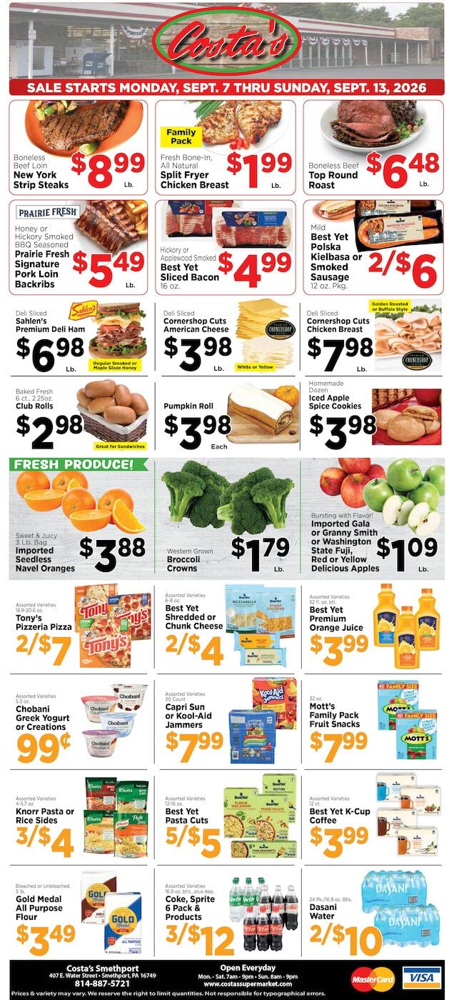 Costa's Supermarket Weekly Ad September 7 - 13, 2026