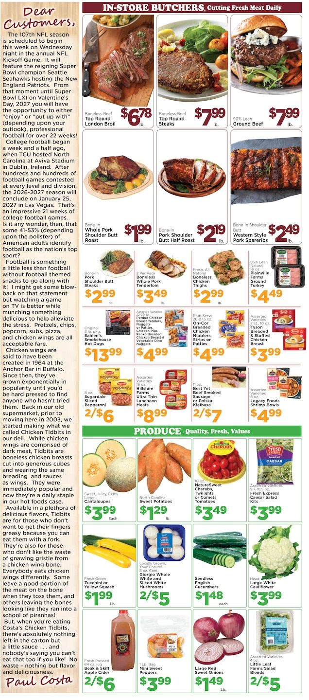 Costa's Supermarket Weekly Ad September 7 - 13, 2026