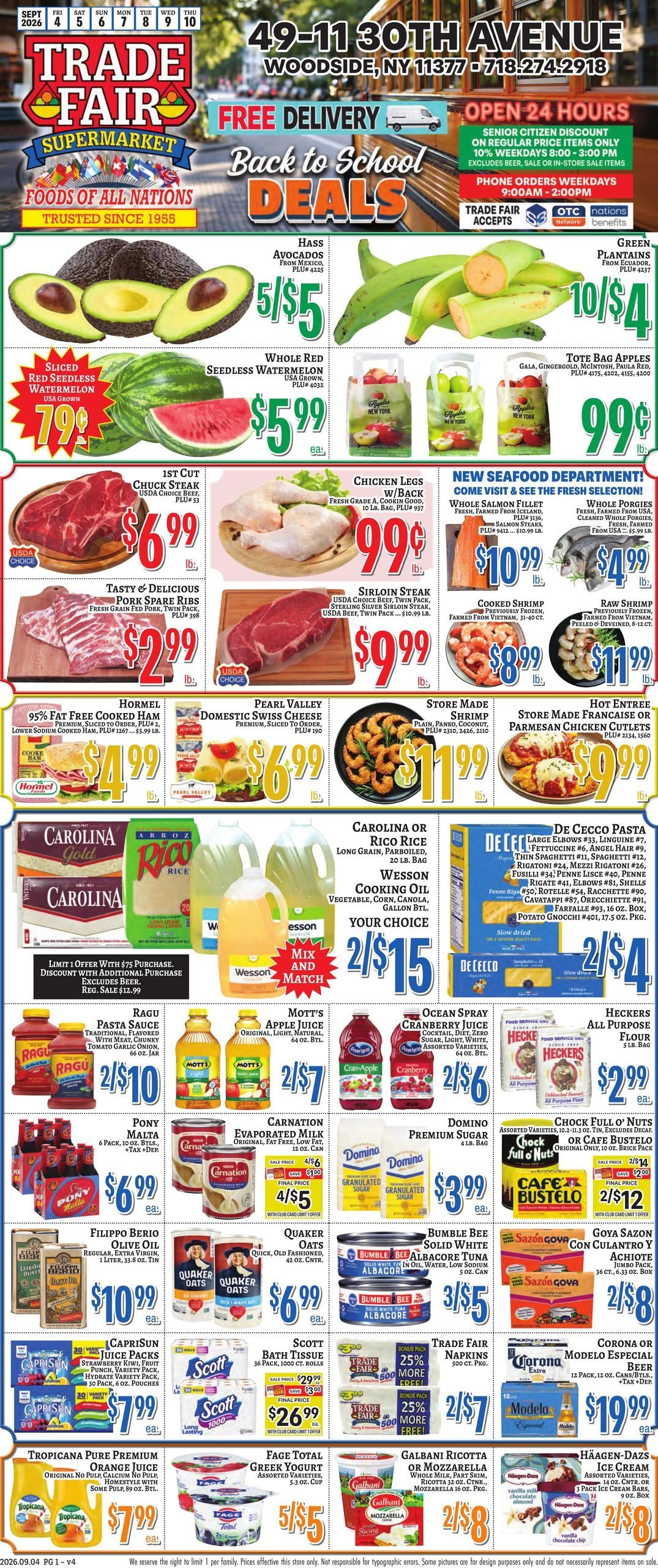 Trade Fair Supermarket (East Elmhurst Area, NY) Weekly Ad September 4 - 10, 2026