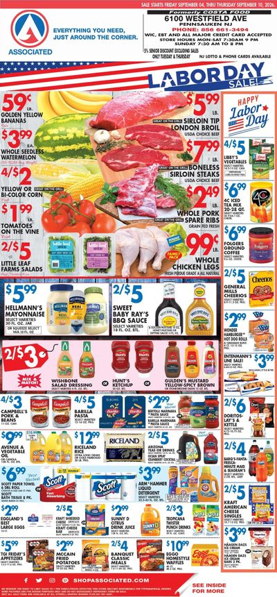 Associated Supermarkets (Haddonfield Area, NJ) Weekly Ad September 4 - 10, 2026