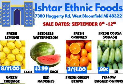 Ishtar Ethnic Foods Weekly Ad September 8 - 12, 2026