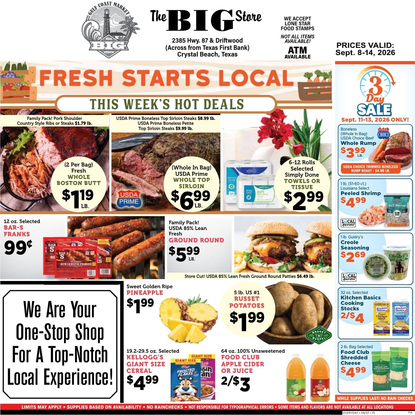 The Big Store Weekly Ad September 8 - 14, 2026