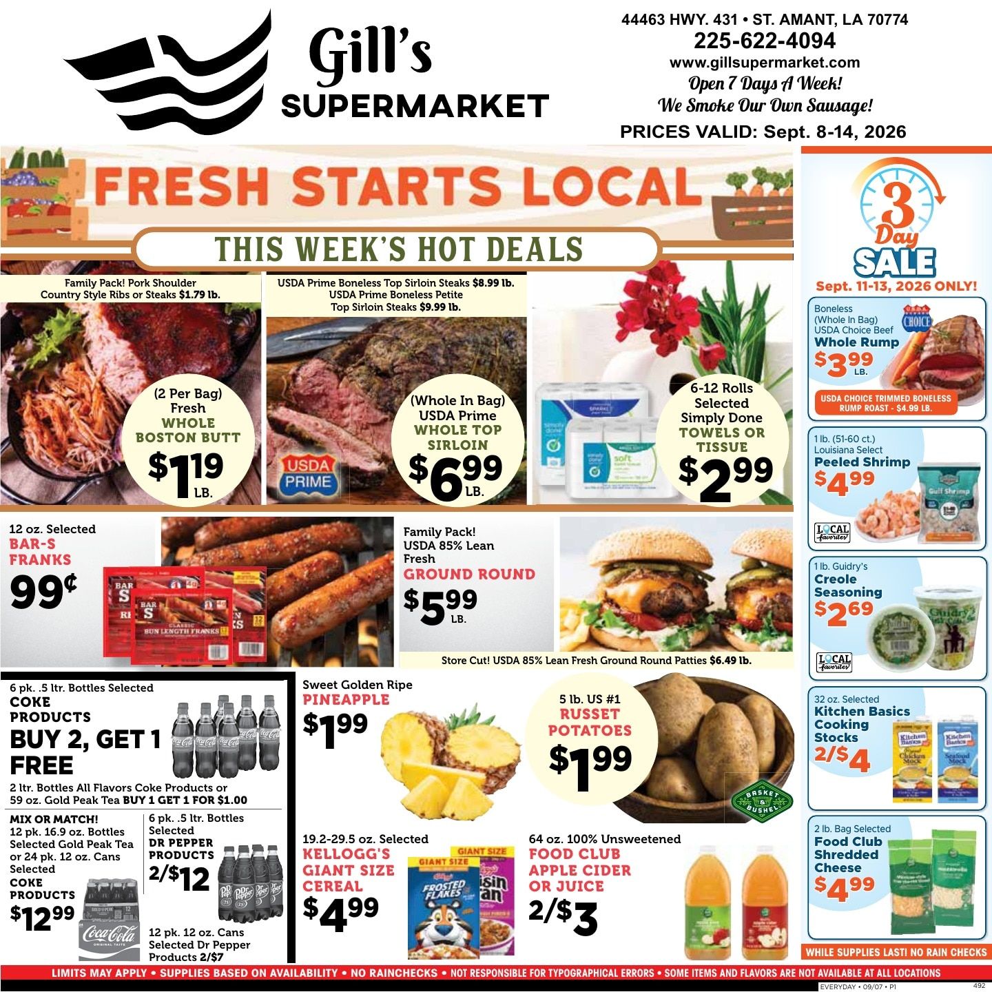 Gill's Supermarket Weekly Ad September 8 - 14, 2026