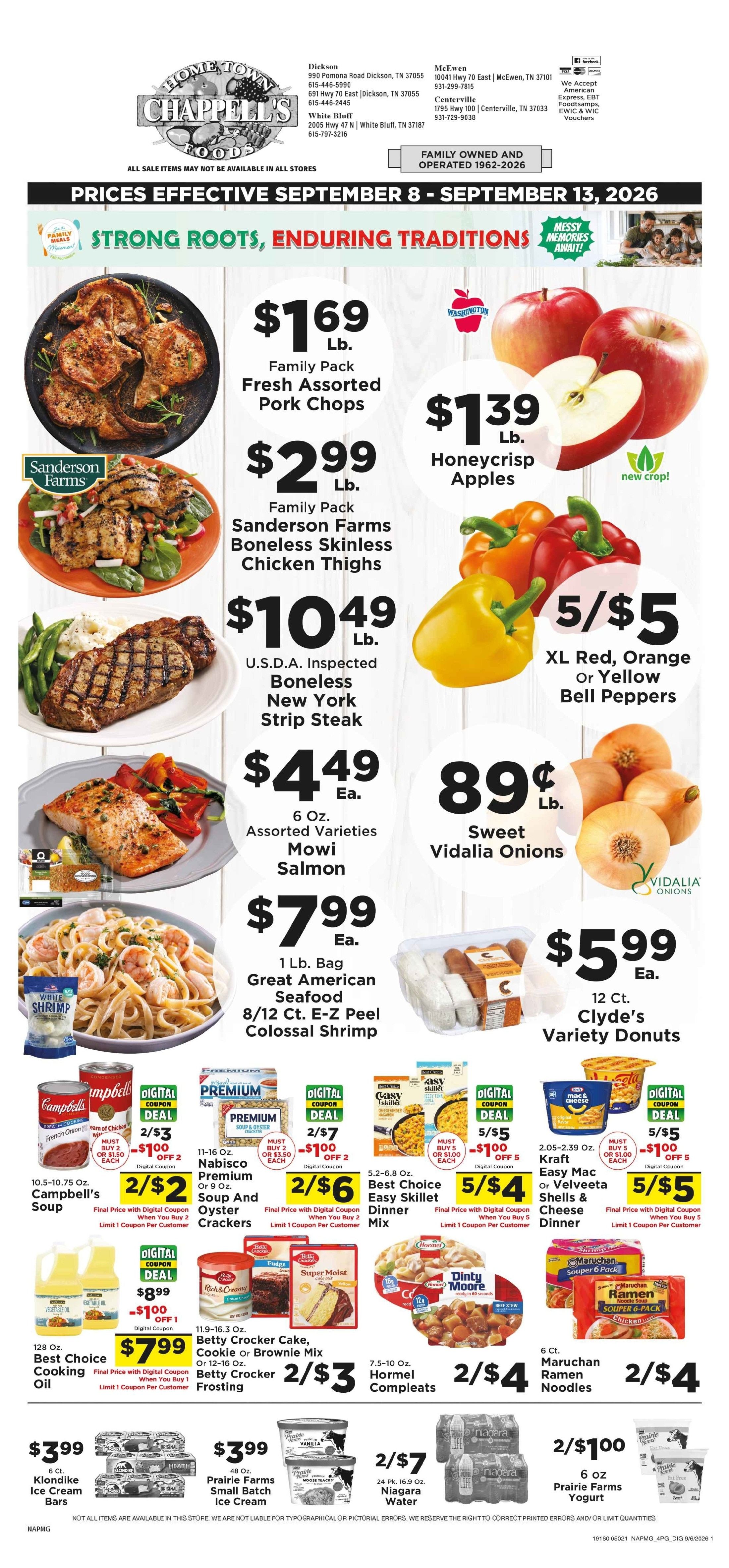 Chappell's Hometown Foods Weekly Ad September 8 - 13, 2026