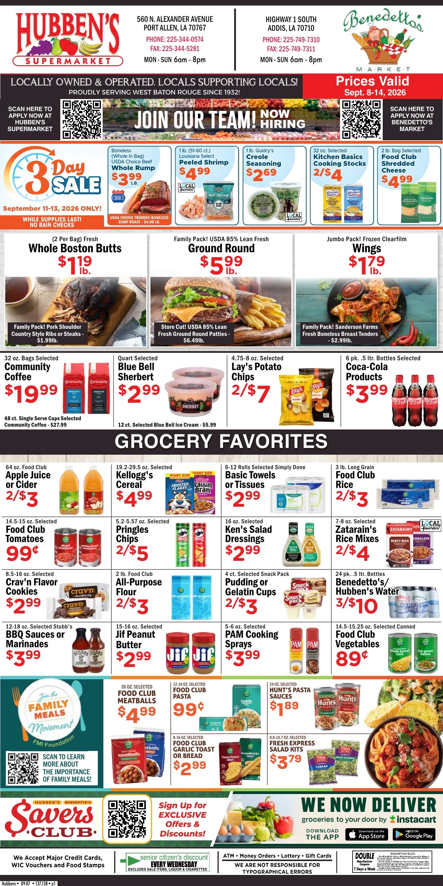 Hubben's Supermarket Weekly Ad September 8 - 14, 2026