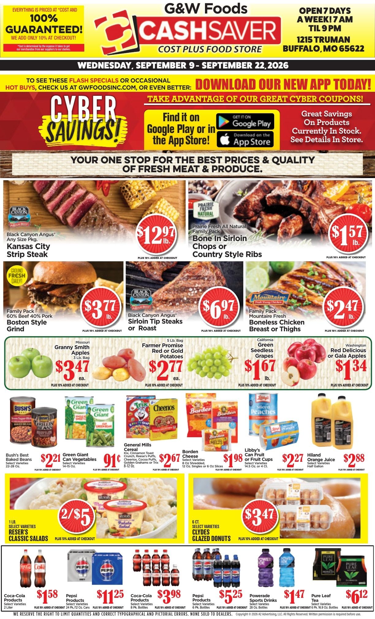 G&W Foods Cash Saver (Buffalo, MO) Weekly Ad September 9 - 22, 2026