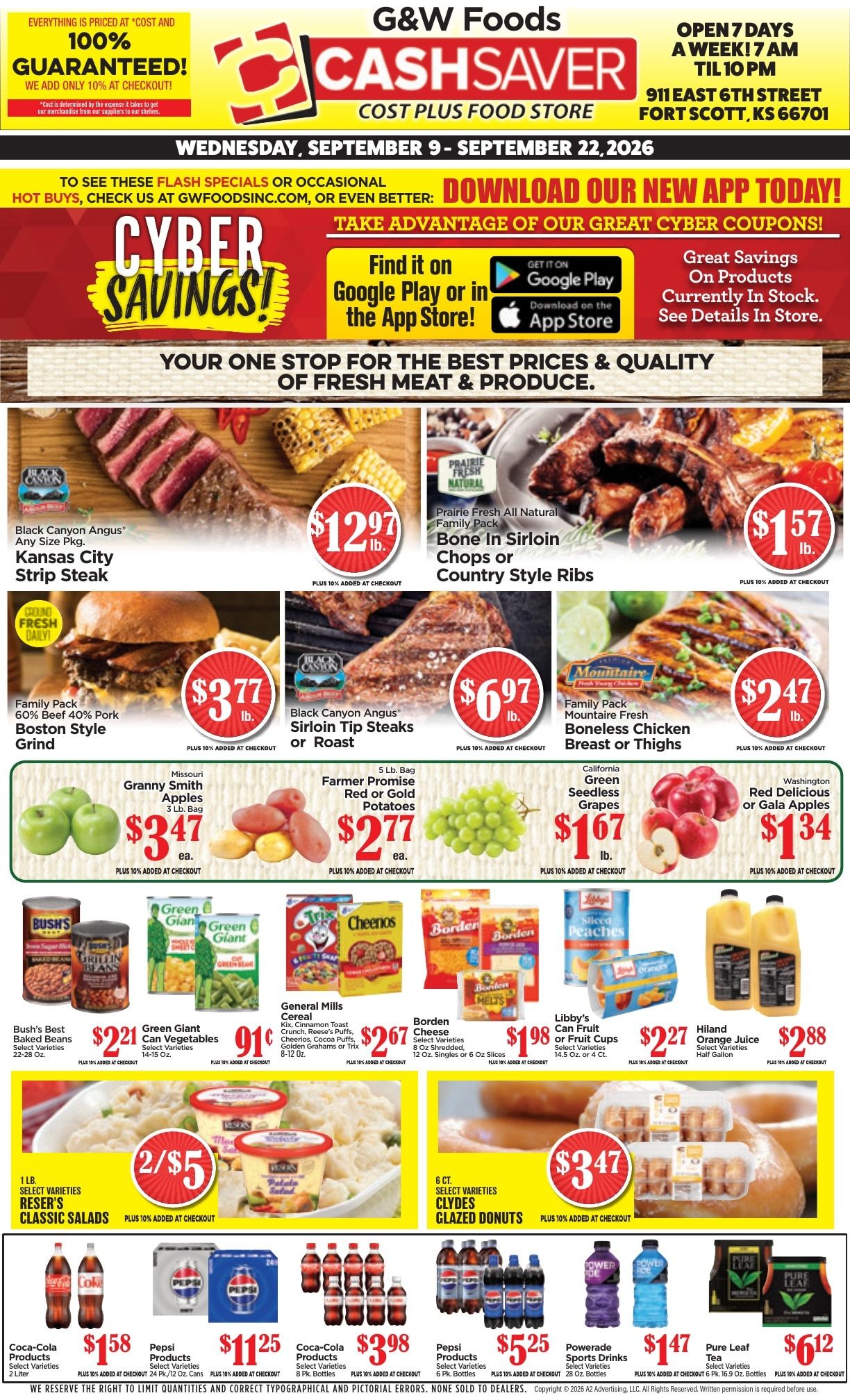 G&W Foods Cash Saver (Fort Scott, KS) Weekly Ad September 9 - 22, 2026