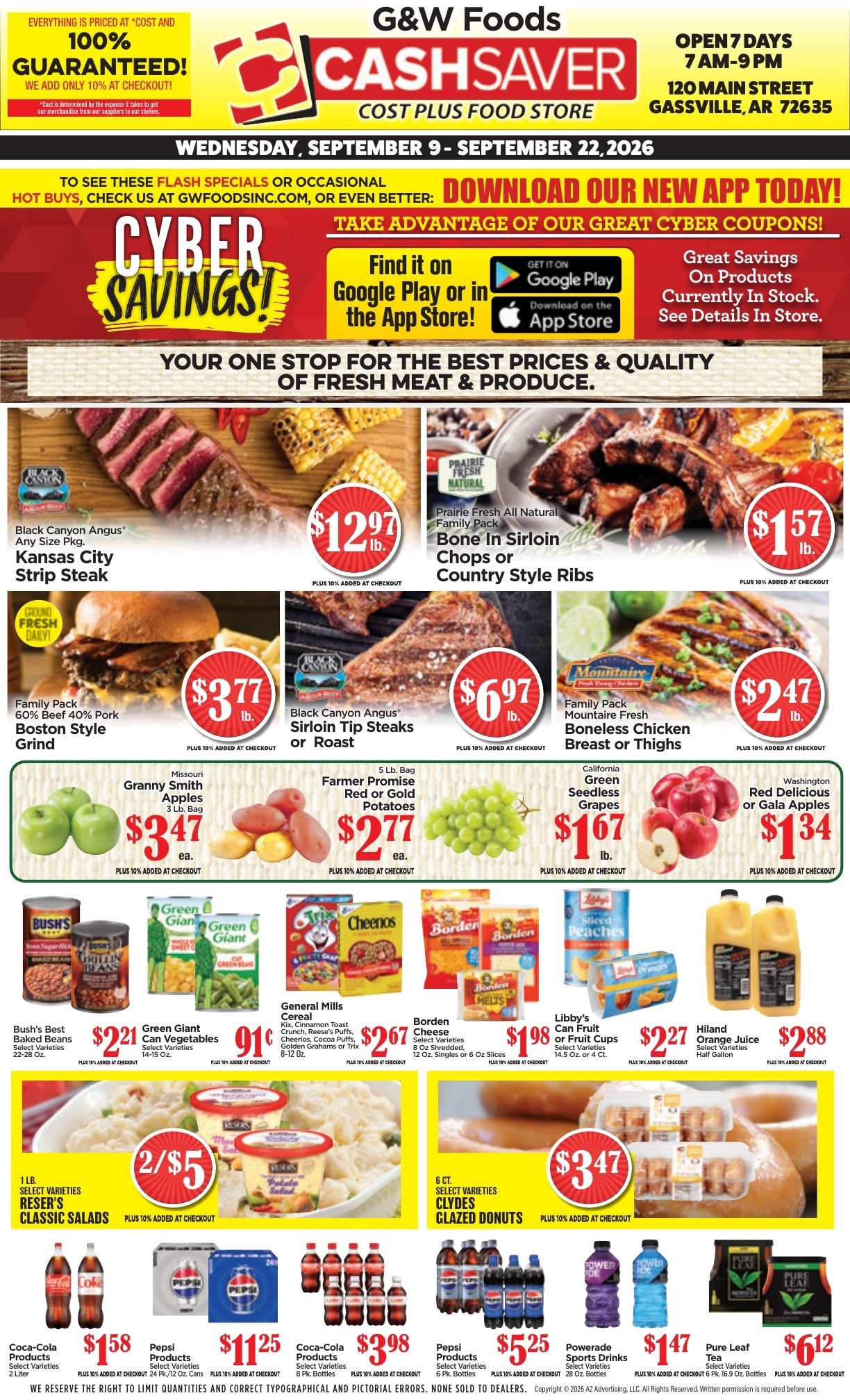 G&W Foods Cash Saver (Gassville, AR) Weekly Ad September 9 - 22, 2026