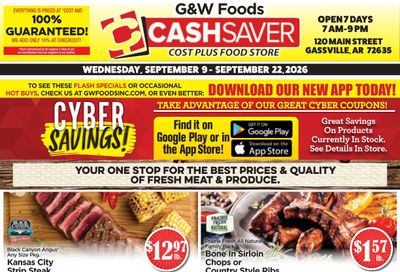 G&W Foods Cash Saver (Gassville, AR) Weekly Ad September 9 - 22, 2026