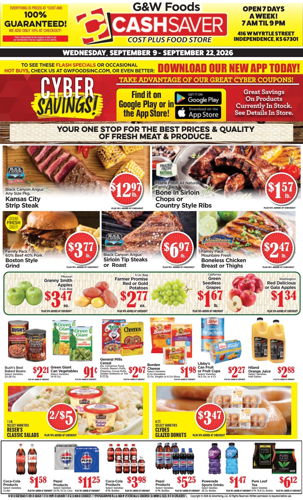 G&W Foods Cash Saver (Independence, KS) Weekly Ad September 9 - 22, 2026
