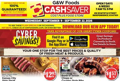 G&W Foods Cash Saver (Independence, KS) Weekly Ad September 9 - 22, 2026