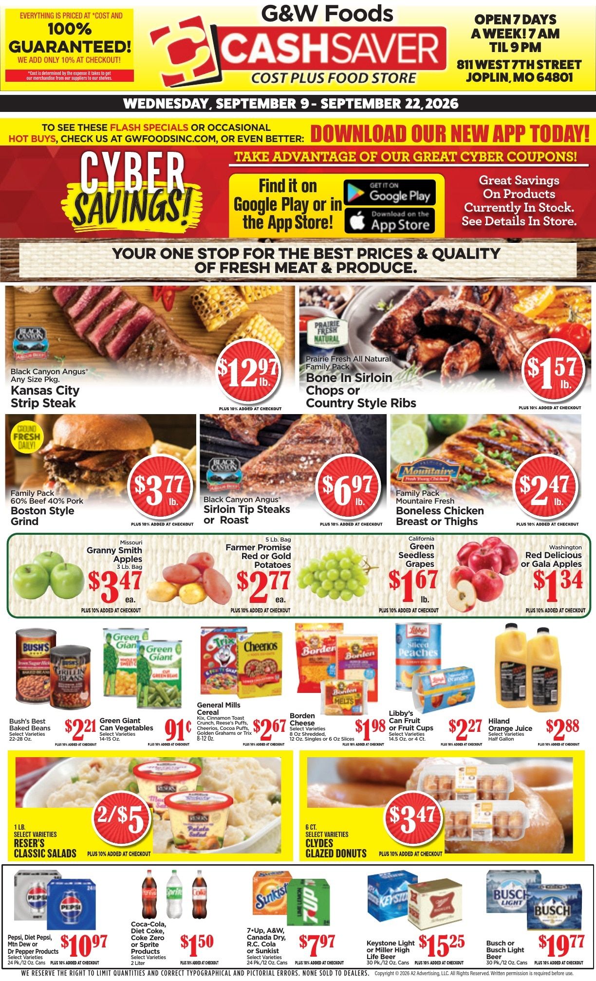 G&W Foods Cash Saver (Joplin, MO) Weekly Ad September 9 - 22, 2026