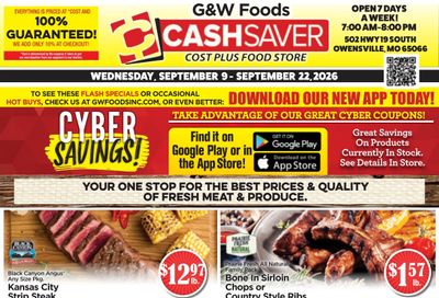 G&W Foods Cash Saver (Owensville, MO) Weekly Ad September 9 - 22, 2026