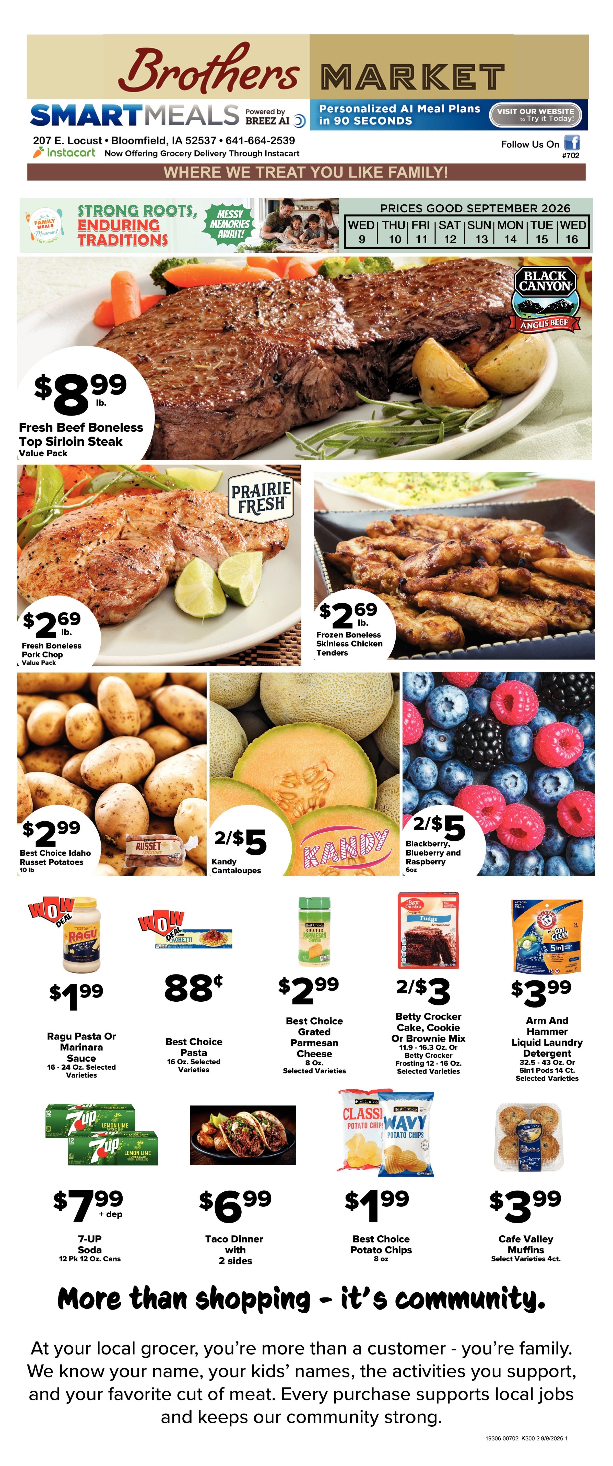 Brothers Market (Bloomfield, IA) Weekly Ad September 9 - 16, 2026