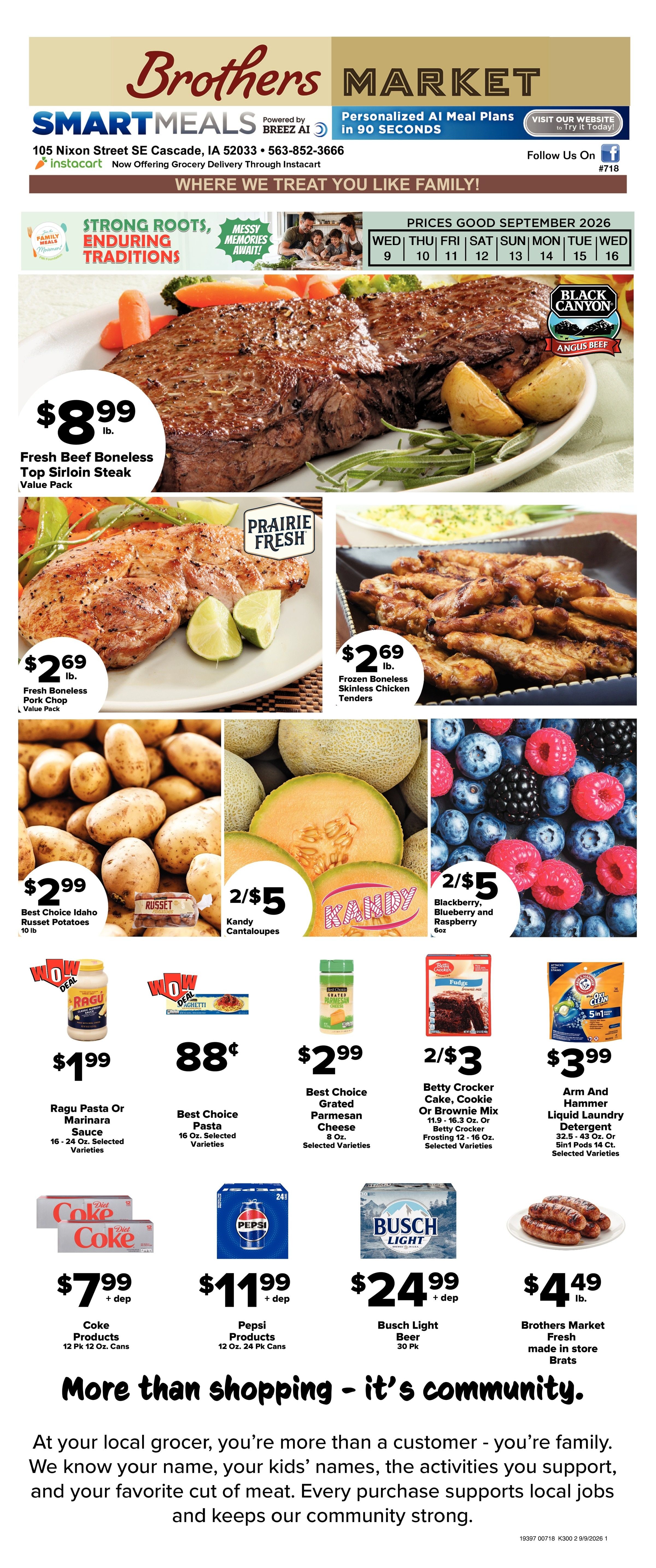 Brothers Market (Cascade, IA) Weekly Ad September 9 - 16, 2026