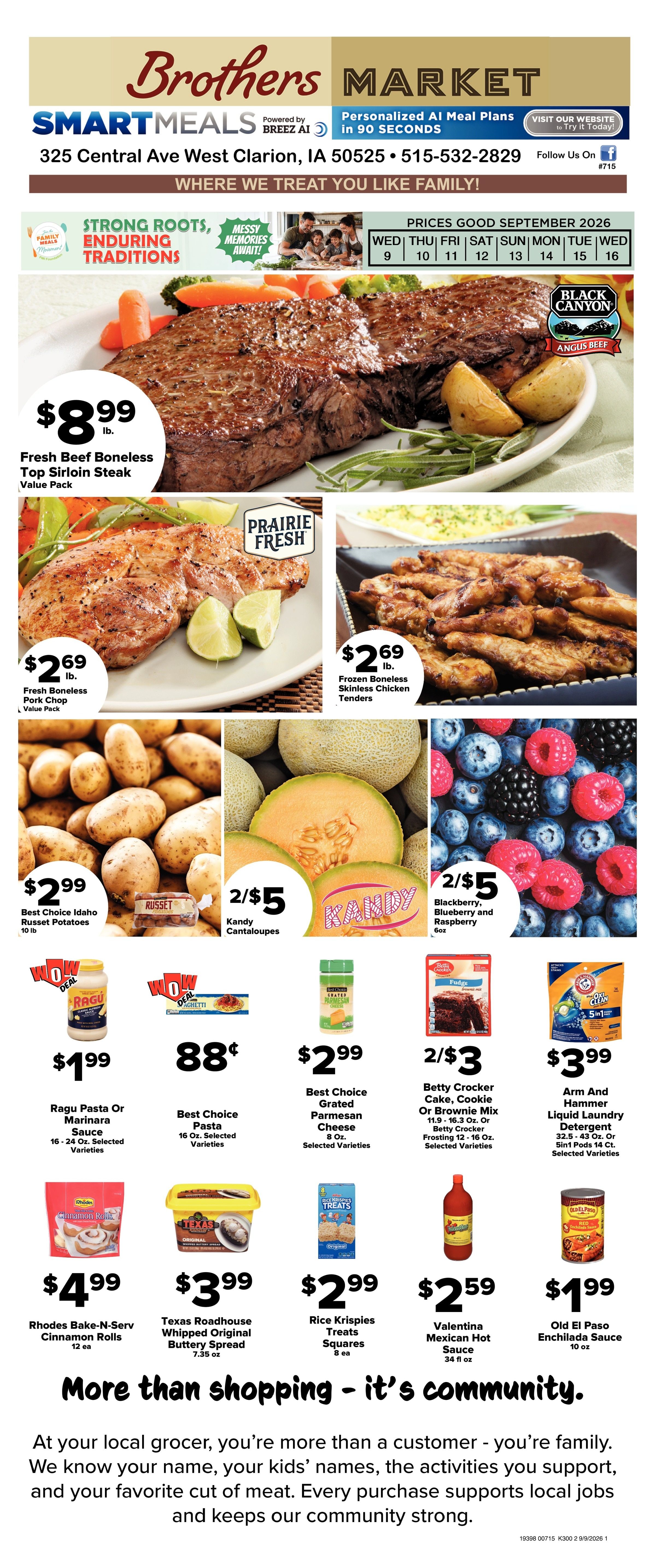 Brothers Market (Clarion, IA) Weekly Ad September 9 - 16, 2026