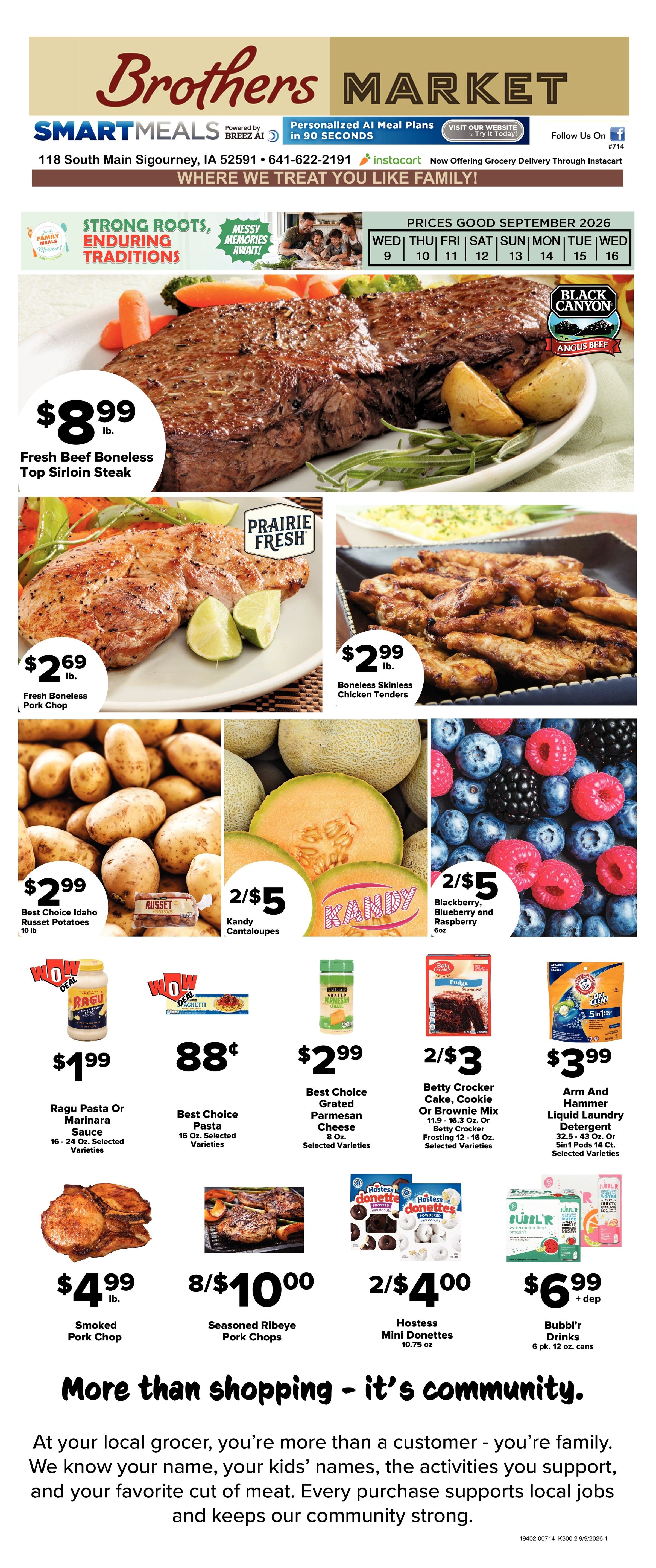 Brothers Market (Sigourney, IA) Weekly Ad September 9 - 16, 2026