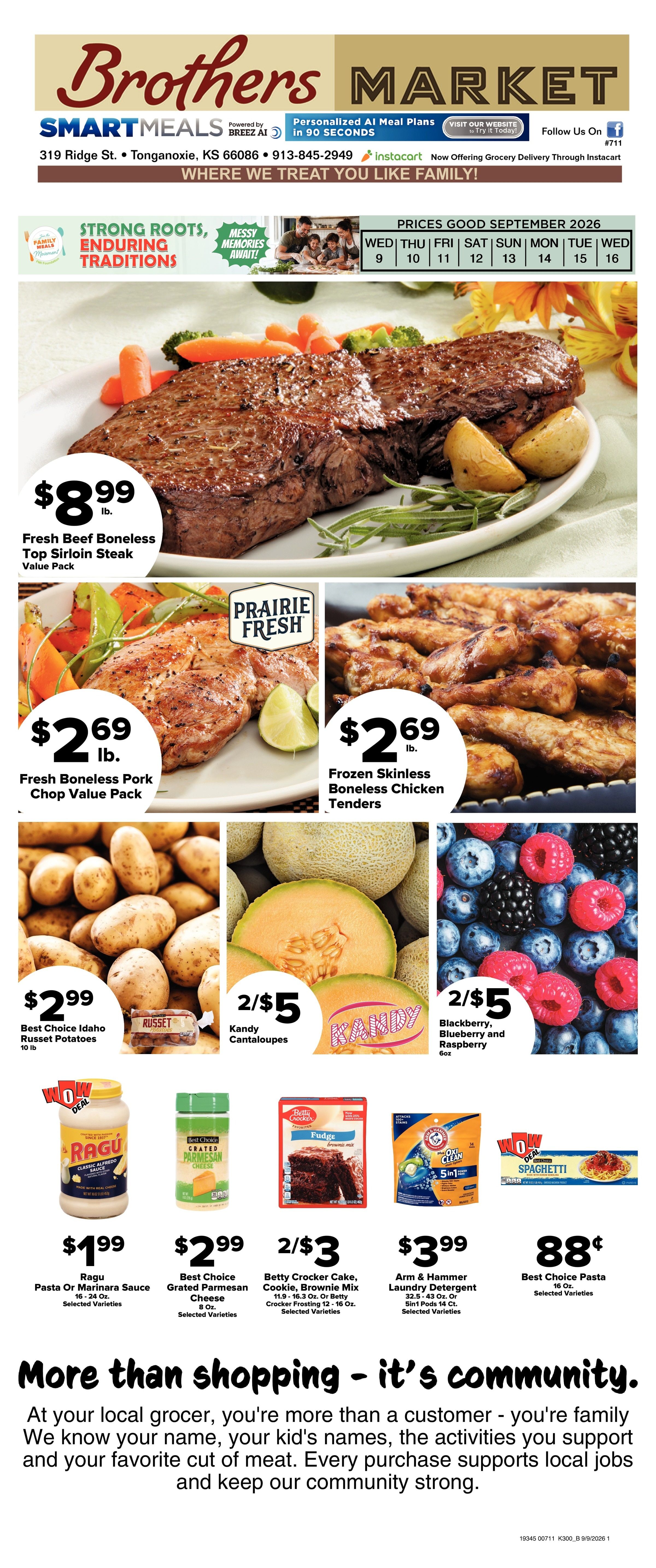Brothers Market (Tonganoxie, KS) Weekly Ad September 9 - 16, 2026