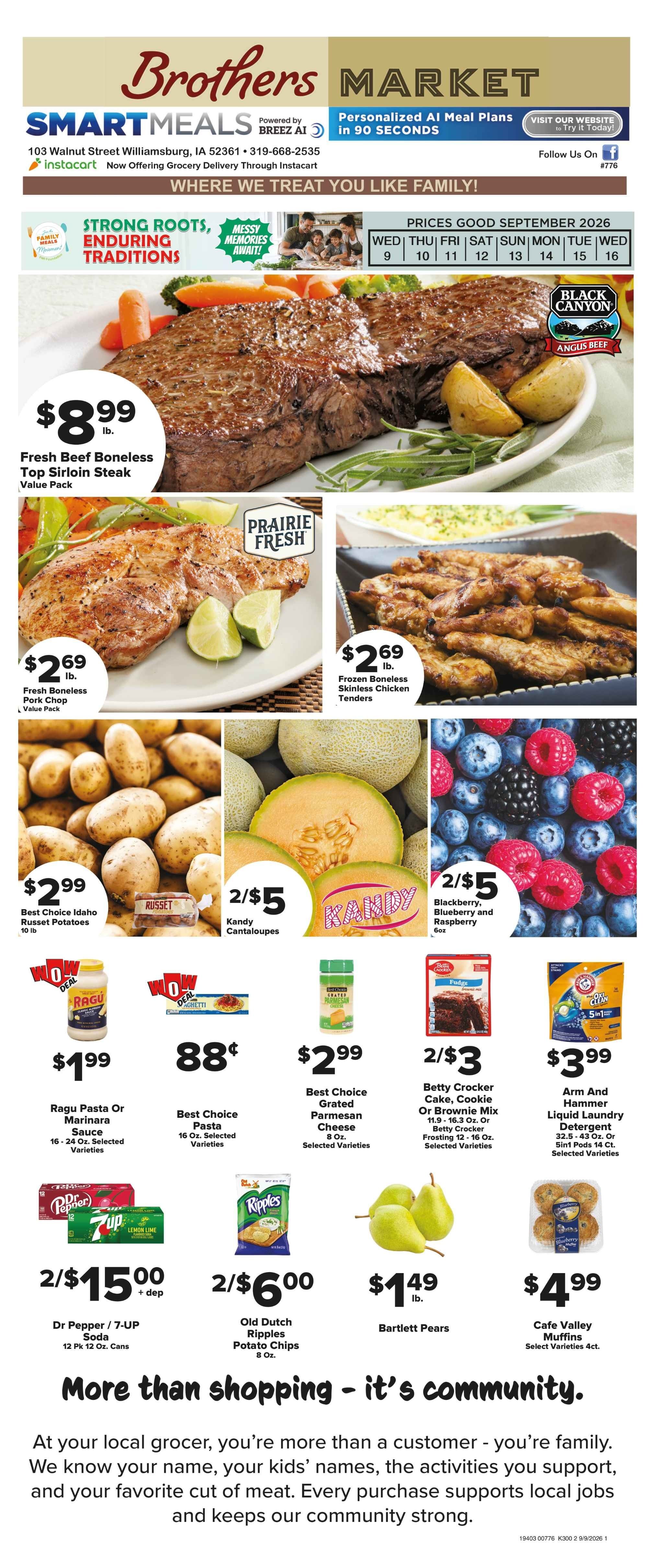Brothers Market (Williamsburg, IA) Weekly Ad September 9 - 16, 2026